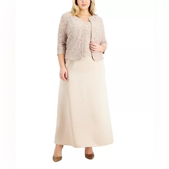 Alex Evenings Plus Size Lace Dress & Jacket - Picture 1 of 8